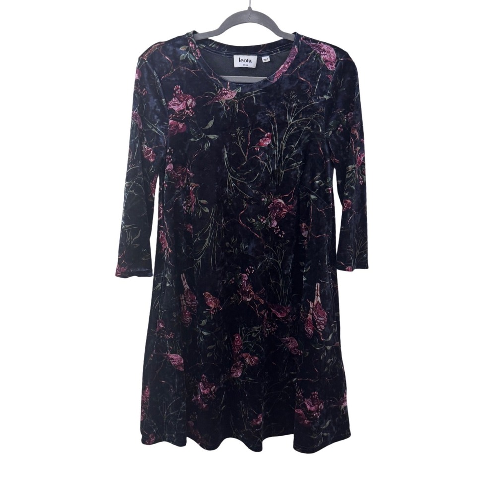 Leota Small Velvet Dress Birds Pockets Whimsical Fairycore Whimsigoth Witchy